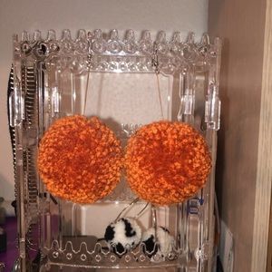 Orange Pom Earrings